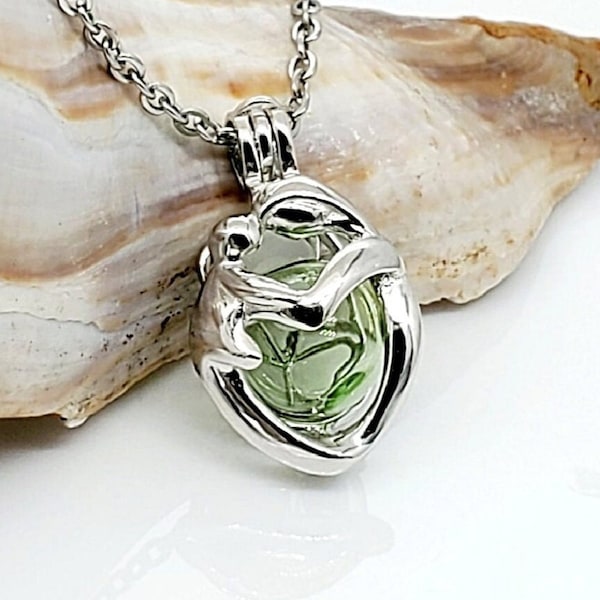 Mother and Child Memorial Ashes Locket | Urn Necklace for Ashes | Sterling Silver Cremation Jewelry | Beloved Child loss Keepsake Gift