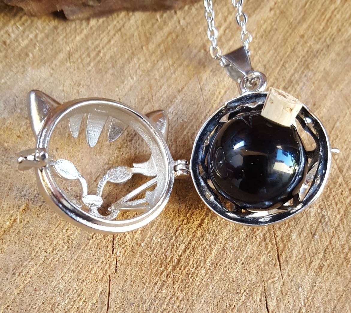 Cat Locket Memorial Jewelry Locket for Ashes Hair Locket Urn