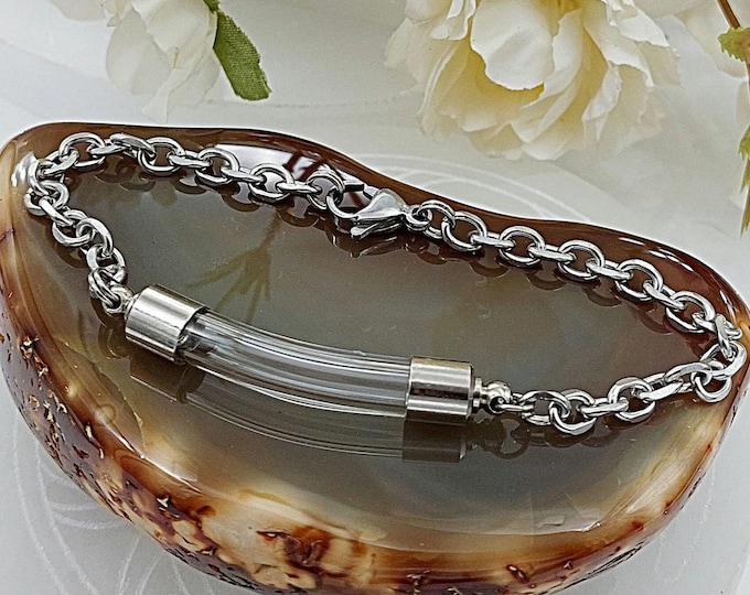 Glass Locket Bracelet for Ashes | Bracelet for Cremains | Memorial Ashes Jewellery | Fillable Bracelet | Cremation Jewelry | Keepsake Gift