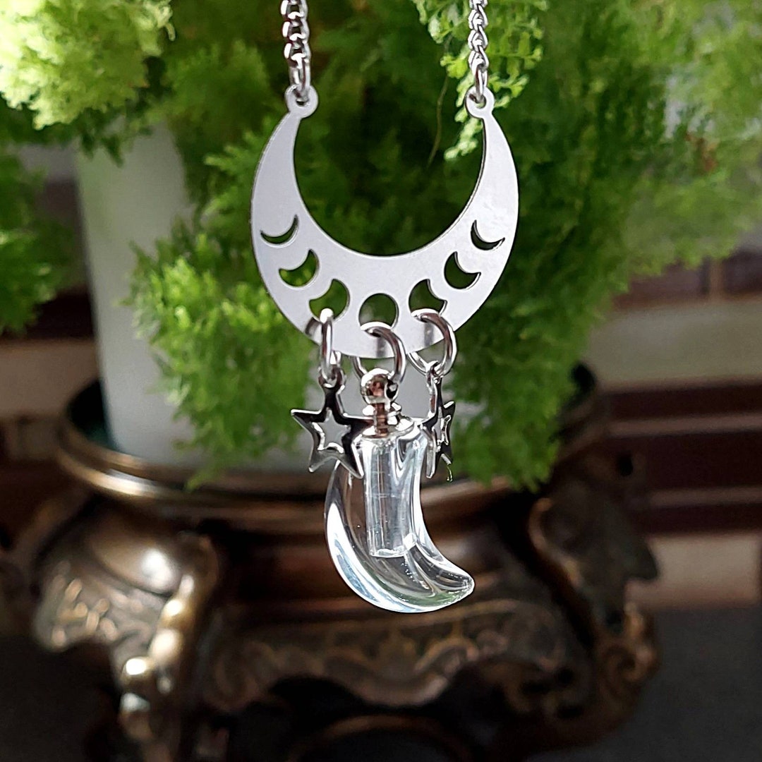 Moon Phases Necklace for Ashes Jewelry Cremation Urn Necklace Memorial
