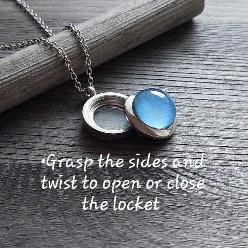 Color Changing Locket Necklace | Cremation Ashes Urn Jewelry | Small Memorial Ash Pendant | Mini Keepsake Lockets image 5