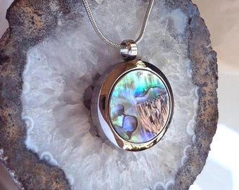 Abalone Shell Keepsake Locket: Cremation Ash Necklace | Jewelry for Ashes or Locks of Hair | Abalone Urn Pendant