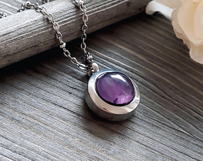 Amethyst Crystal Keepsake Locket | Cremation Jewelry | Small Urn Necklace | February Birthstone | Memorial Ashes Jewellery