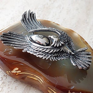 Large Phoenix Eagle Falcon Pendant Ashes Necklace | Teardrop Urn | Cremation Jewelry | Memorial Gift | Fillable Jewelry | Firebird Keepsake