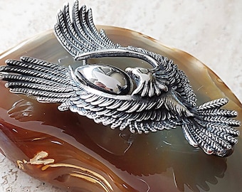 Large Eagle Pendant for Ashes Necklace, Teardrop Urn, Stainless Steel Cremation Jewelry