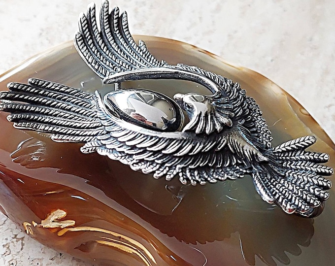 Large Phoenix Eagle Falcon Pendant Ashes Necklace | Teardrop Urn | Cremation Jewelry | Memorial Gift | Fillable Jewelry | Firebird Keepsake