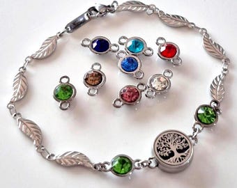 Fillable Memorial Ash Bracelet Locket w/Custom Birthstone | Small Tree of Life Cremation Bracelets | Mini Locket for Ashes