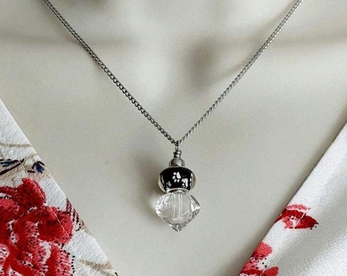 Paw Print Urn Necklace for Pet Ashes | Pet Keepsake Gift | Pet Memorial and Cremation Jewelry | Urn Jewellery for Pets, Cat, Dog Cremains