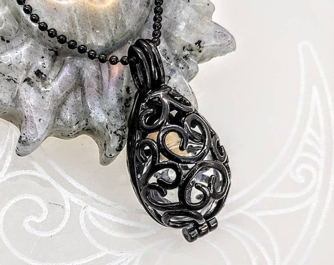 Black Teardrop Urn Locket Necklace | Cremation Urn Necklace for Ashes | Black Cremation Jewelry Locket | Urn Jewellery | Ashes Keepsake Gift