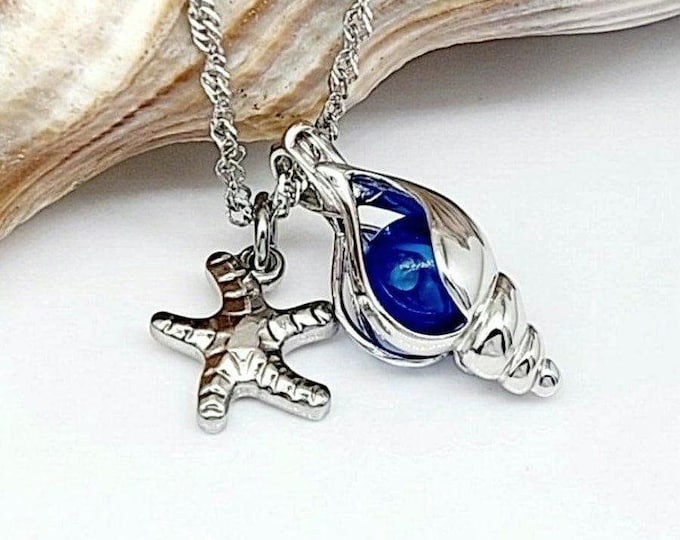 Sterling Silver Seashell Locket: Urn Necklace for Ashes | Cremation Ash Jewelry | Memorial Gifts