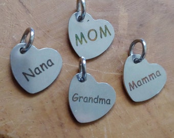 Mom Nana Mamma Grandma Charms Stainless Steel Charm