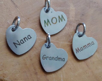 Mom Nana Mamma Grandma Charms Stainless Steel Charm