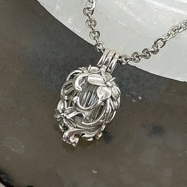 Sterling Silver Forget Me Not Flower Urn Locket Necklace for Ashes | Urn Jewelry |  Cremation Jewelry | Keepsake Urn Memorial Gift for Her 