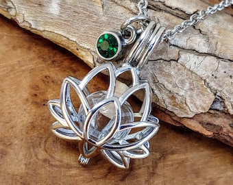Lotus Flower Locket Glass for Ashes | Urn Necklace | Small Urns for Human Ashes | Urn Jewelry | Keepsake Gifts for Women | Cremation Jewelry