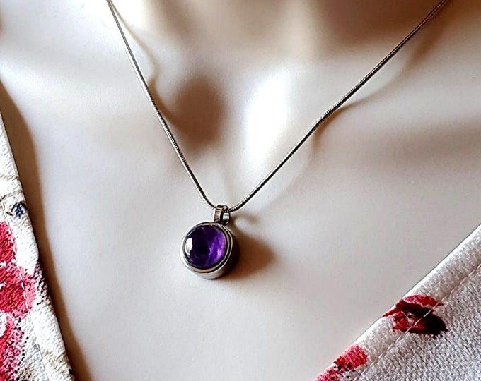 Amethyst Crystal Keepsake Locket | Small Urn Necklace, Memorial, Keepsake, Cremation Ashes Jewelry, Cremains Pendant
