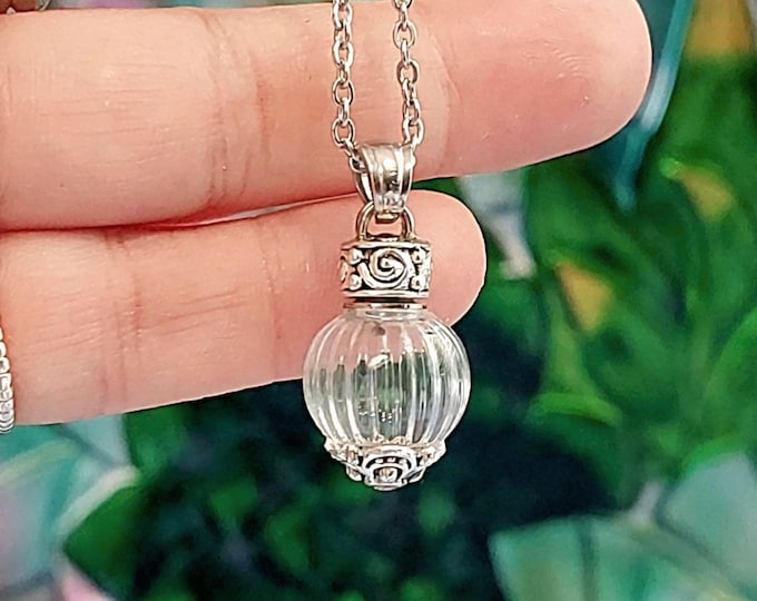 Pumpkin Glass Pendant Urn Necklace | Memorial Ashes Jewelry | Cremation Urn Jewellery | Keepsake Gifts