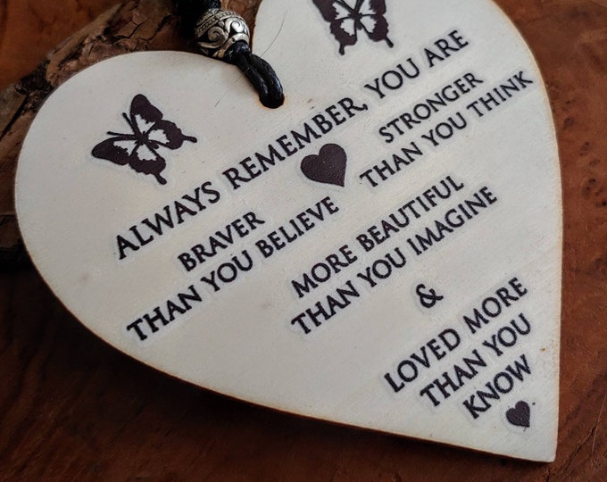 Inspirational Memorial Jewelry Wooden Ornament Gift Card "Always Remember"