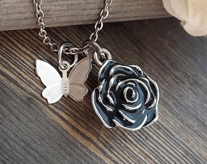 Rose Flower Urn Necklace for Ashes | Cremation Jewelry Jewellery | Ashes Keepsake Urn Jewelry | Rose Urn | Memorial Ash Jewelry | Ash Holder