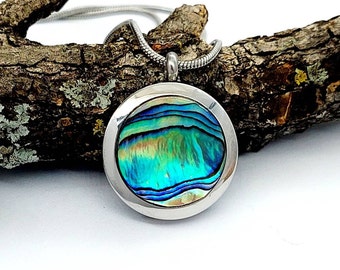 Abalone Shell Keepsake Locket | Urn Necklace for Ashes, Hair, Fur, Dried Flowers | Cremation Jewelry Glass Locket | Memorial Gifts for Women