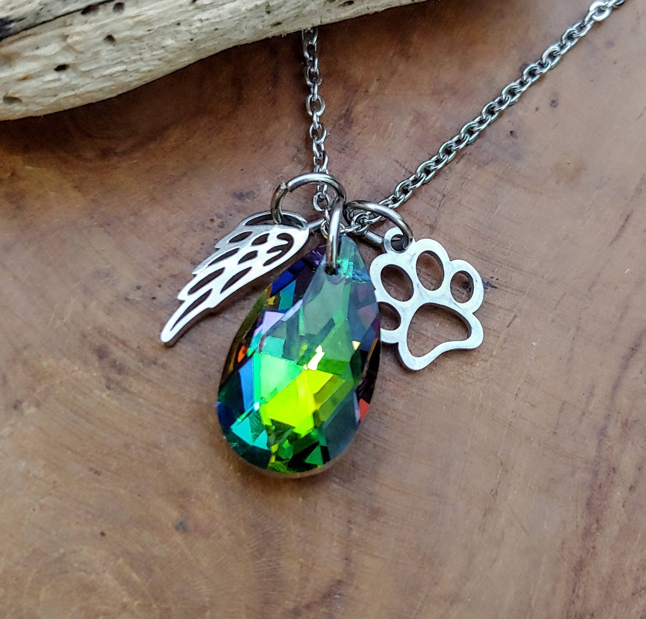 Rainbow Bridge Pet Keepsake Teardrop Necklace | Pet Memorial Jewelry ...