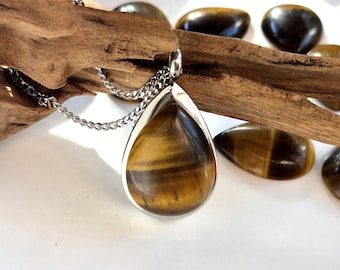 Tigers Eye Teardrop Locket Memorial Pendant | Cremation Ashes Jewelry | Tear Urn Necklace | Keepsake Jewellery for Women