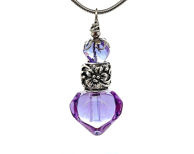 Forget Me Not Flower Urn Necklace | Heart Cremation Ashes Jewelry, Memorial, Keepsake, Sympathy Gifts for Her