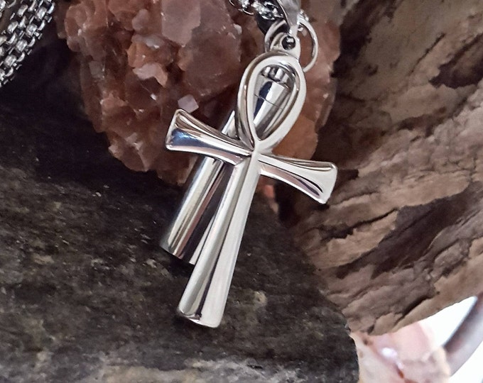 Egyptian Ankh Cross of Life Urn Necklace | Urn | Memorial Jewelry | Urn Jewelry | Cremation Jewelry | Urn Locket Necklace | Ashes Necklace