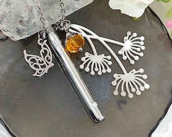 Cremation Jewelry Dandelion & Butterfly Urn Necklace for Ashes | Keepsake Jewelry | Memorial Ash Jewellery | Funeral Gift | Mom Daughter Urn
