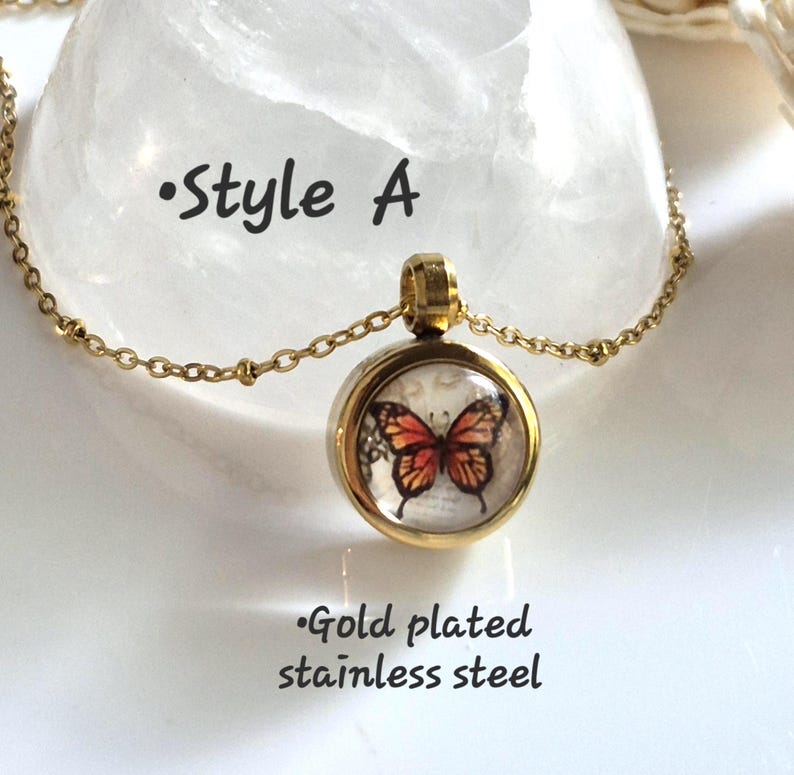 Small Butterfly Memorial Locket Necklace : Cremation Ashes Jewelry, Keepsake Gifts, Monarch Butterflies Urn Pendant Style A