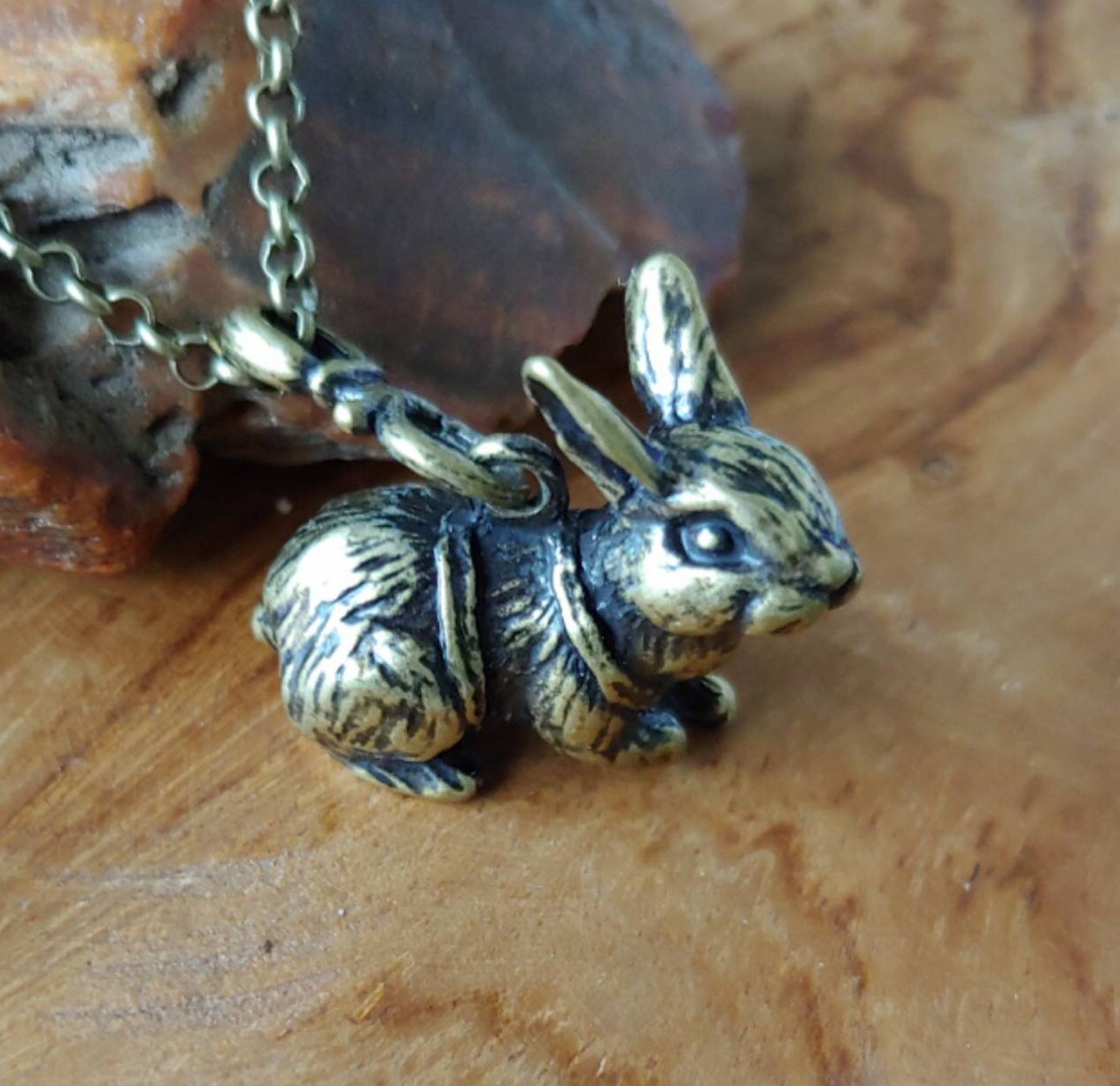 Bronze Bunny Rabbit Memorial Necklace Bunny Rabbit Ash Cremation