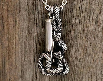 Stainless Steel Snake Urn Necklace | Cremation Jewelry, Unisex Memorial Pendant, Ashes Keepsake Gifts