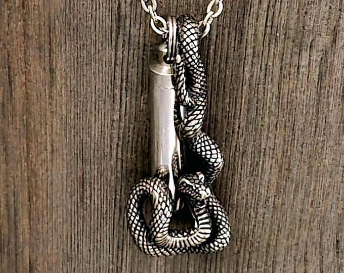 Stainless Steel Snake Urn Necklace | Cremation Jewelry, Unisex Memorial Pendant, Ashes Keepsake Gifts