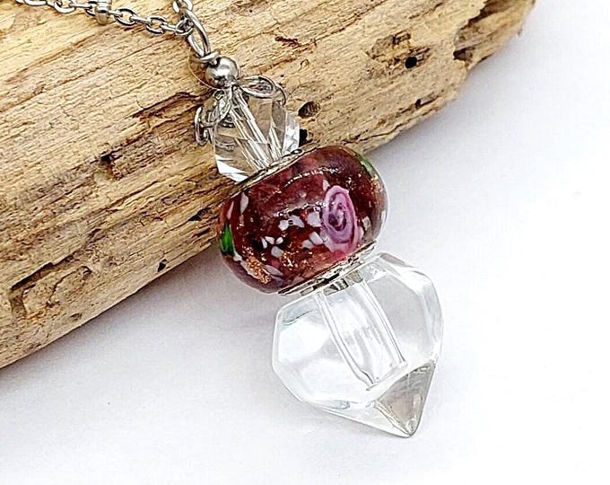 Rose Heart Urn Necklace | Glass Cremation Ashes Jewelry, Handmade Keepsakes, Memorial Ash Pendant