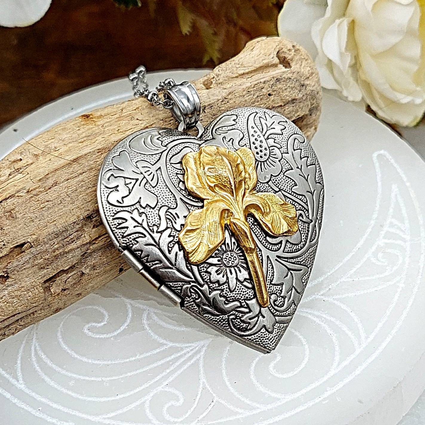 Iris Flower Locket Etsy