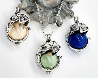 Elephant Keepsake Locket | Glass Orb Cremation Ashes Jewelry, Keepsake Ash Memorial Jewellery