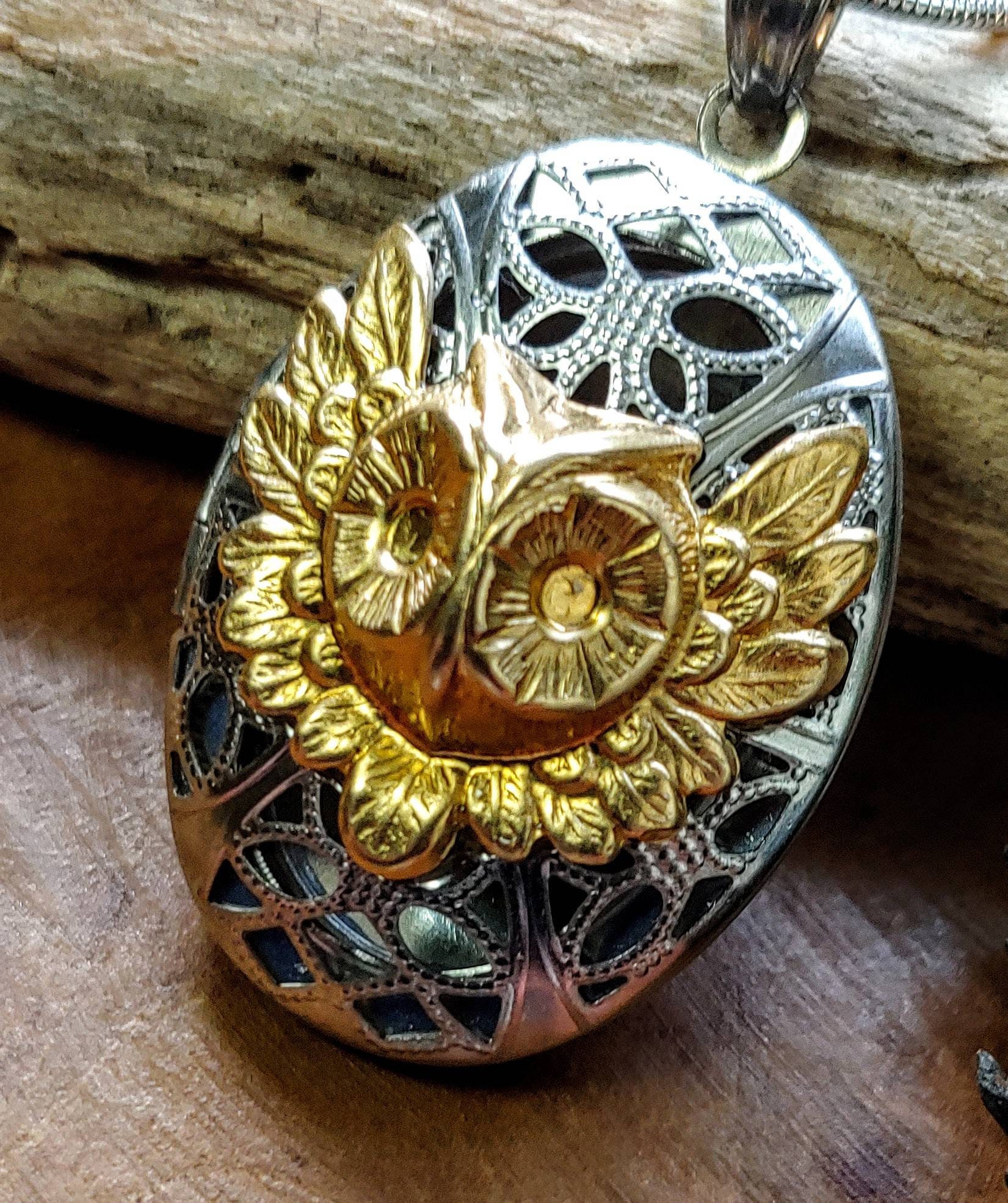 Owl Urn Locket Necklace Fillable Jewelry Cremation Jewelry Etsy UK