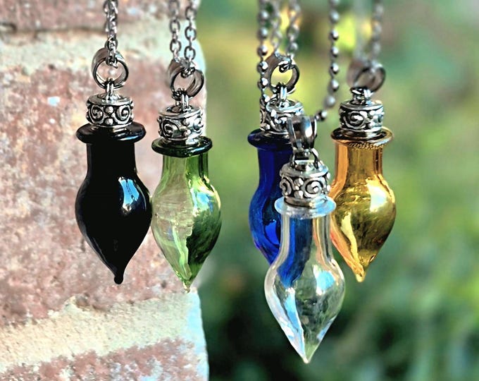 Glass Urn Pendant Necklace: Cremation Jewelry | Locks of Hair / Ashes Keepsake