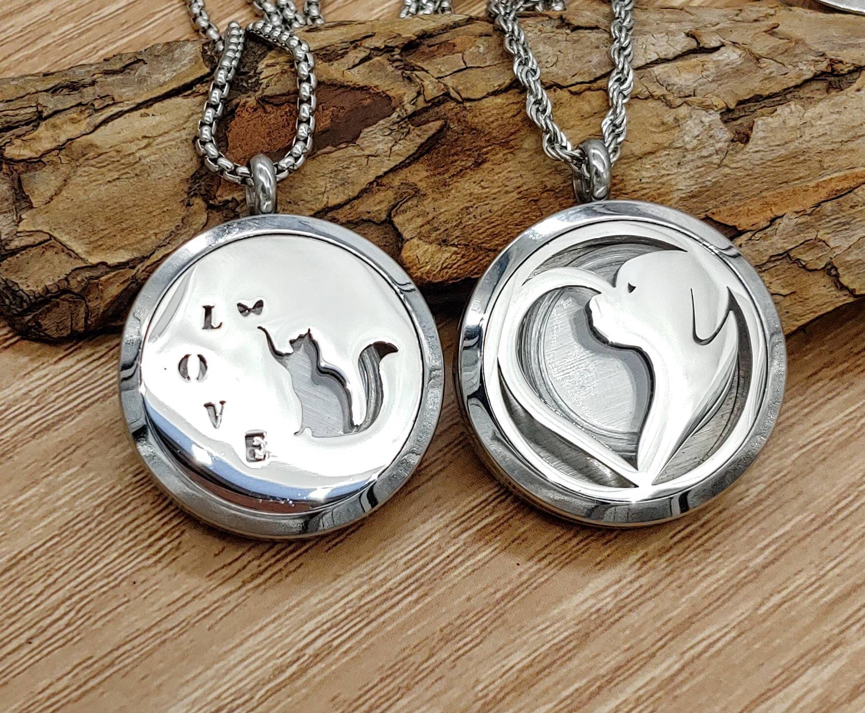 Locket for Pet Ashes or Pet Hair Locket, Cat Urn Necklace, Cremation