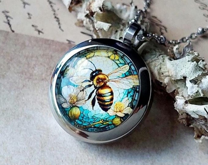 Bee Locket Necklace | Urn Jewelry for Ashes or Lock of Hair | Honey Bee Keepsake | Sympathy and Memorial Gifts for her | Cremation Jewelry