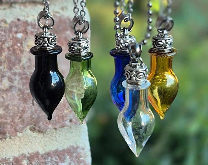 Glass Urn Necklace: Cremation Jewelry | Locks of Hair / Ashes Keepsake | Simple Glass Pendant | Memorial Gifts for Her