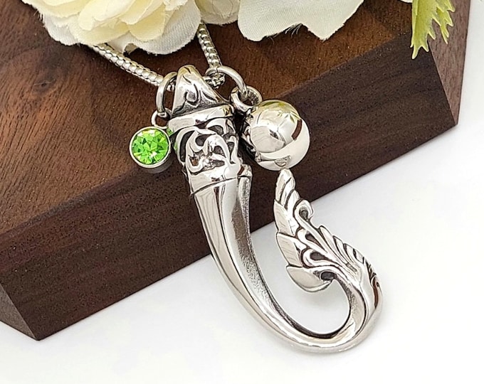 Fish Hook Urn Necklace for Ashes | Fishing, Dad, Norse, Viking Cremation Jewelry for Men or Women | Mourning, Sympathy, Jewelry for Cremains