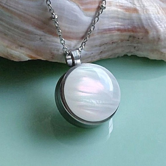 Opalescent Keepsake Ashes Locket | custom fitted Memorial Ash Pendant | Urn Necklace | Cremation Jewelry for Women