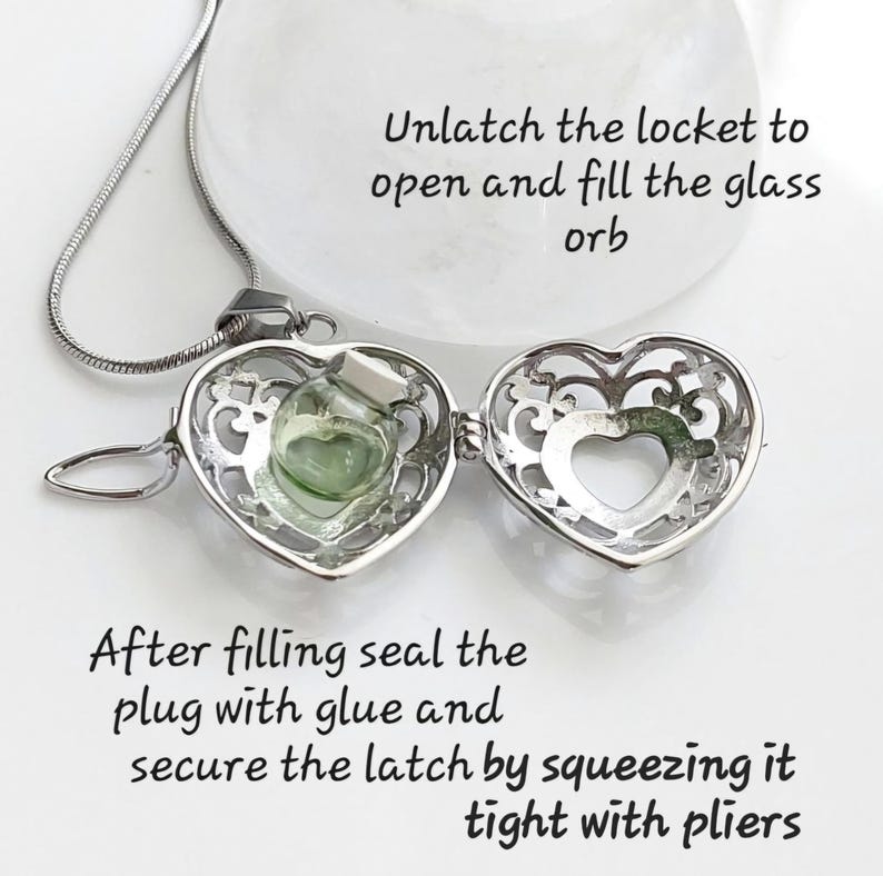 Stainless Steel Heart Locket | Ashes Necklace | Cremation Urn Jewelry | Ash Cremains Pendant image 6