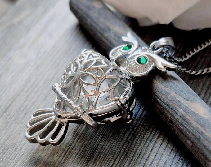 Owl Cremation Urn Locket | Memorial Ashes Jewelry, Owl Urn Necklace Pendants, Owl Lovers Gift