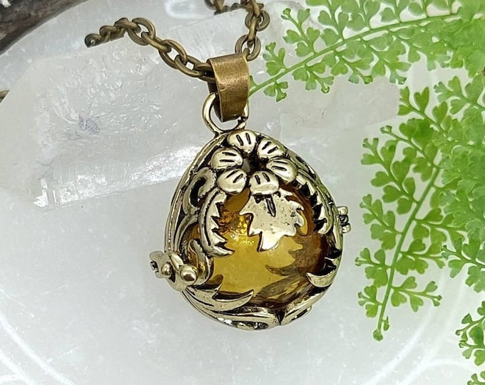 Bronze Floral Teardrop Locket for Cremains | Cremation Urn Necklace | Memorial Ashes Locket | Keepsake Sympathy Gifts | Cremation Jewelry |