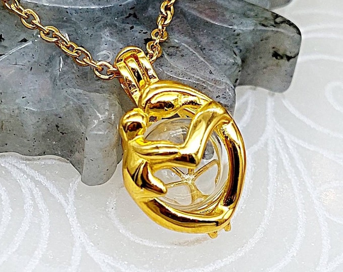 Mother and Child Memorial Ashes Jewelry | Gold Urn Locket Necklace | Cremation Jewelry for Ashes | Baby or Child Loss Keepsake Gifts