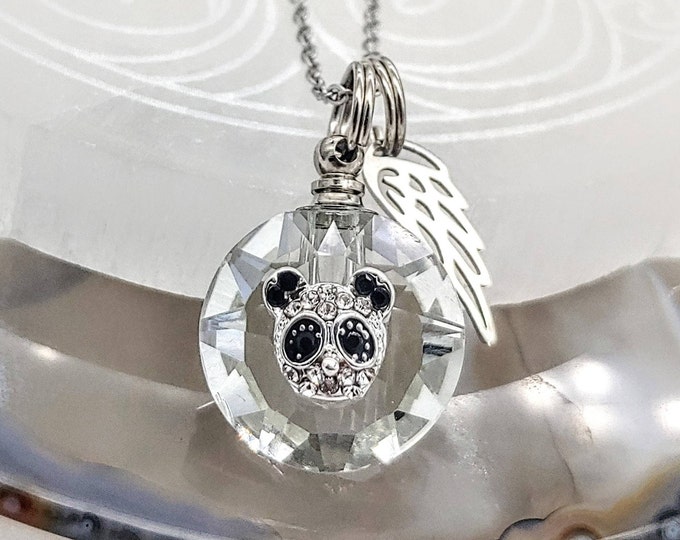 Crystal Panda Bear Urn Pendant Necklace for Ashes | Panda Bear Necklace | Cremation Jewelry | Ashes in Glass Pendant | Urn Jewelry for Ash