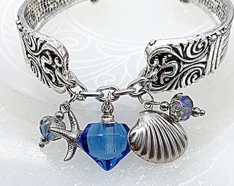 Cremation Ashes Bracelet, Beach Theme Shell and Starfish Keepsake, Cremation Jewelry Bracelets for Her