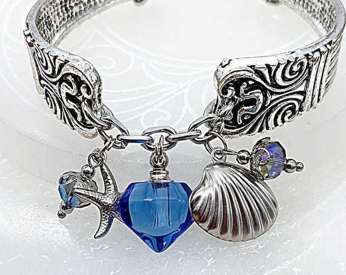 Vintage Spoon Inspired Shell Bracelet | Beacj Jewelry Sand Urn | Keepsake Urn Jewelry | Cremation Jewelry | Memorial Urn Bracelet |