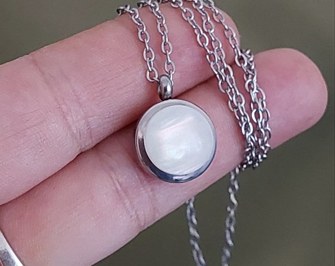 Opalescent Locket Necklace | Small Urn Necklace for Ashes or Lock of Hair | Unique Urn Jewelry | Cremation Jewelry Pendant for Women